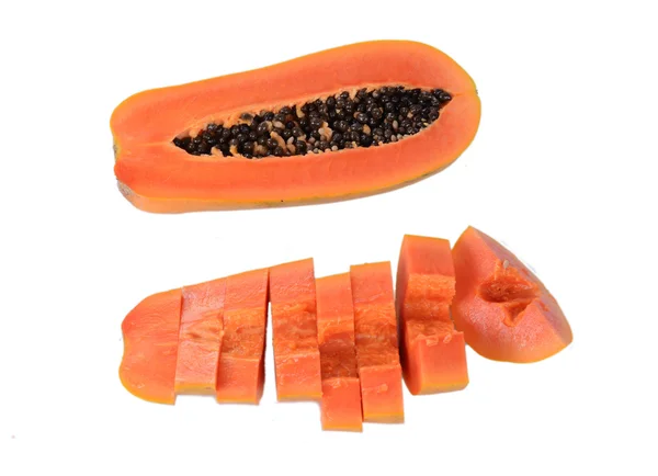 Färska och läckra papaya isolerade — Stockfoto