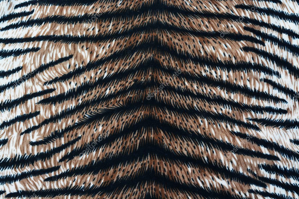 Tiger Print Fabric Close Up Background. Stock Photo, Picture and