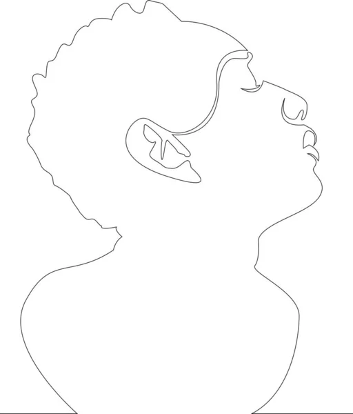 Abstrakt Ansikte Man Enda Rad Vektor Ritning Porträtt Minimalistisk Stil — Stock vektor