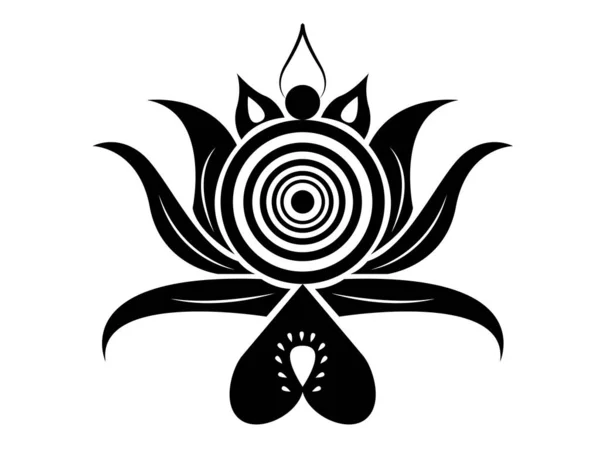 Black Lotus Květ Abstraktní Umění Izolované Bílém Pozadí Vektorové Ilustrace — Stockový vektor