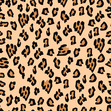 Açık arkaplanda izole edilmiş gerçekçi renkli leopar deri dokusu kusursuz desende - vektör illüstrasyonu