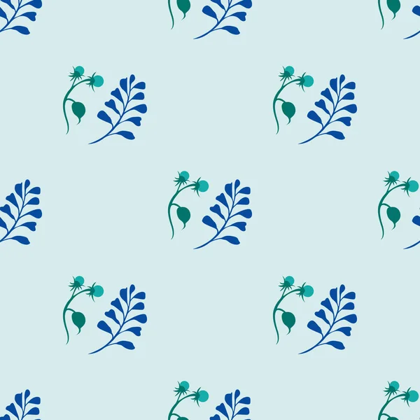 Блакитне Листя Зелені Фрукти Ізольовані Світлому Кольорі Безшовний Візерунок Векторні — стоковий вектор