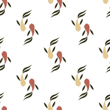 Beyaz zemin üzerinde yin ve yang koi balıkları izole edilmiş. Kusursuz desen - vektör illüstrasyonu