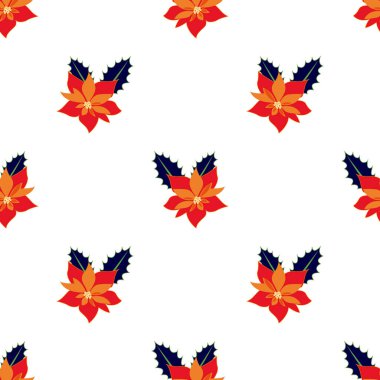 Beyaz arka planda izole edilmiş yaprakları olan güzel turuncu çiçek kusursuz desendedir - vektör çizimi