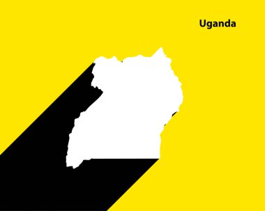 Uzun gölgeli Uganda Haritası. Vintage işaretini düzenlemek, düzenlemek, yeniden boyutlandırmak veya renklendirmek kolay.