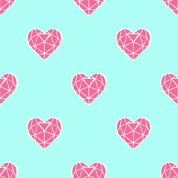 Красивое Сердце Форме Розовых Геометрических Объектов Изолированных Светлом Фоне Бесшовной — стоковый вектор
