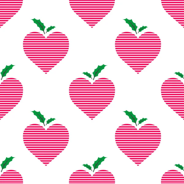 Pomme Rose Forme Coeur Avec Des Feuilles Vertes Isolées Sur — Image vectorielle