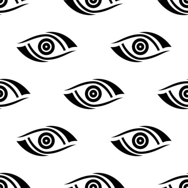 Beyaz arkaplanda izole edilmiş göz görüşü kusursuz desendedir - vektör illüstrasyonu