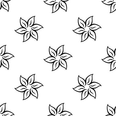 Beyaz arka planda izole edilmiş Siyah Çiçek Mandala tasarım konsepti kusursuz desendedir - vektör çizimi