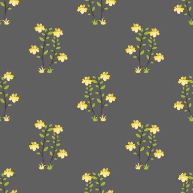 Koyu arkaplanda izole edilmiş güzel sarı çiçek deseni - vektör illüstrasyonunda