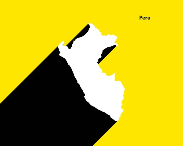 Peta Peru Pada Poster Retro Dengan Bayangan Panjang Tanda Vintage - Stok Vektor