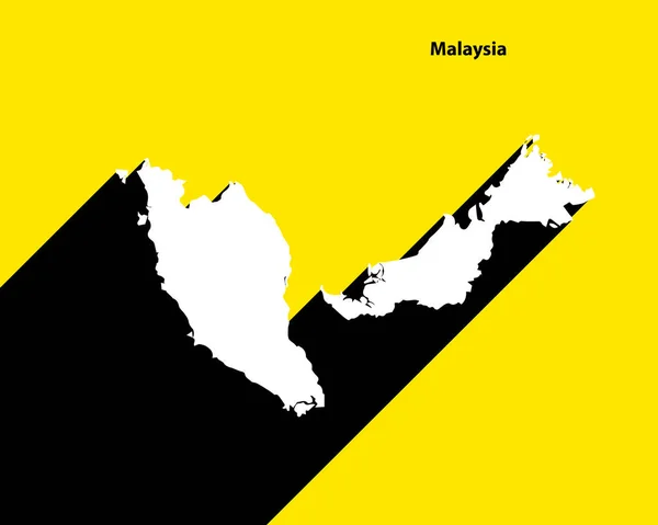 Peta Malaysia Pada Poster Retro Dengan Bayangan Panjang Tanda Vintage - Stok Vektor