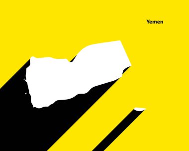 Yemen Haritası uzun gölgeli retro poster üzerinde. Vintage işaretini düzenlemek, düzenlemek, yeniden boyutlandırmak veya renklendirmek kolay.