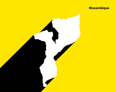 Mozambik Haritası 'nda uzun gölgeli retro poster. Vintage işaretini düzenlemek, düzenlemek, yeniden boyutlandırmak veya renklendirmek kolay.
