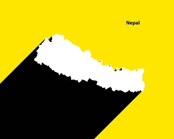 Peta Nepal Pada Poster Retro Dengan Bayangan Panjang Tanda Vintage - Stok Vektor