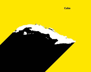 Küba haritası uzun gölgeli retro poster üzerinde. Vintage işaretini düzenlemek, düzenlemek, yeniden boyutlandırmak veya renklendirmek kolay.