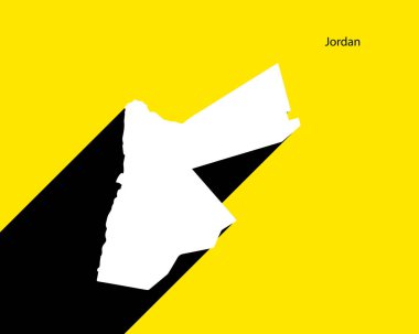 Jordan Haritası uzun gölgeli retro posterde. Vintage işaretini düzenlemek, düzenlemek, yeniden boyutlandırmak veya renklendirmek kolay.