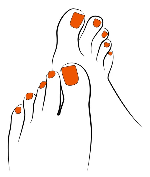 Beautiful Woman Feet Neon Nail Polish Isolated White Background Vector — Vector de stock