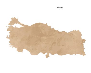 Old vintage paper textured map of Turkey Country - Vector illustration
