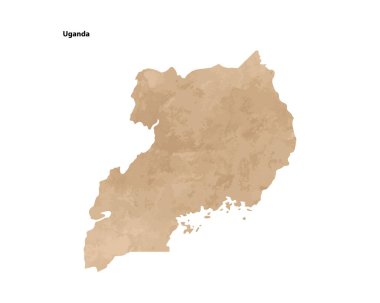 Uganda Ülkesi 'nin eski klasik kağıt dokulu haritası - Vektör illüstrasyonu