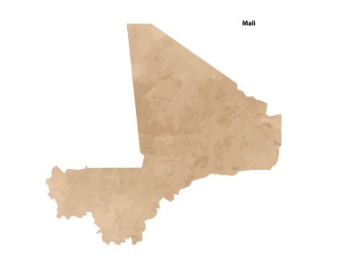 Mali Ülkesi 'nin eski klasik kağıt dokulu haritası - Vektör çizimi