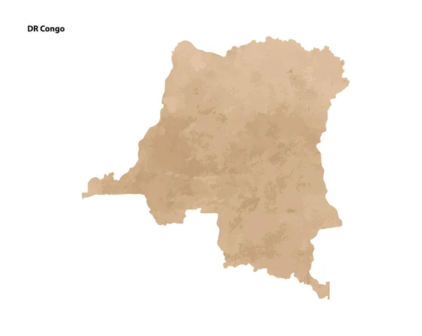 Vecchia Carta Vintage Con Texture Mappa Repubblica Democratica Del Congo — Vettoriale Stock