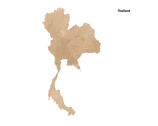 Old Vintage Paper Textured Map Thailand Country Vector Illustration — ストックベクタ