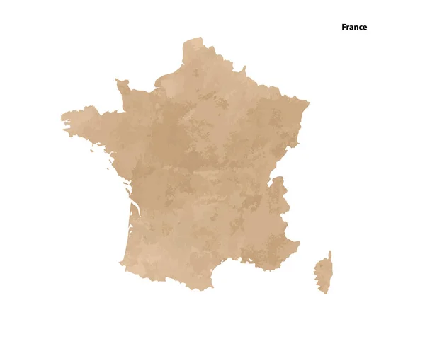 Fransa Ülkesi Nin Eski Klasik Kağıt Dokulu Haritası Vektör Illüstrasyonu — Stok Vektör