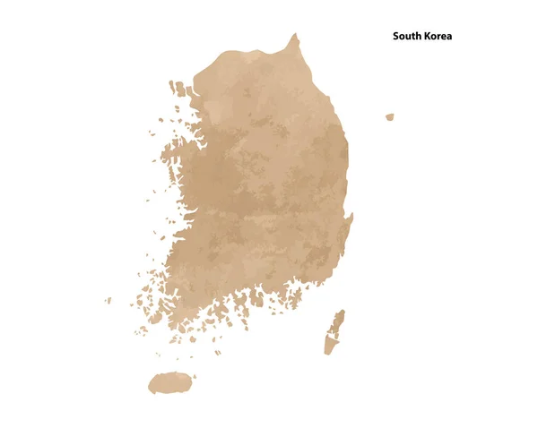 Old Vintage Paper Textured Map South Korea Country Vector Illustration — ストックベクタ