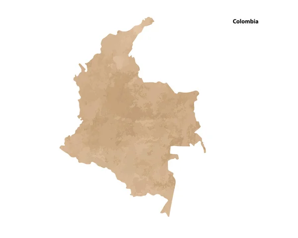 Stare Vintage Papier Teksturowana Mapa Kolumbii Kraj Wektor Ilustracji — Wektor stockowy