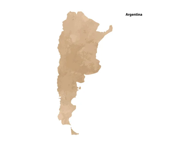 Old Vintage Paper Textured Map Argentina Country Vector Illustration — Vettoriale Stock