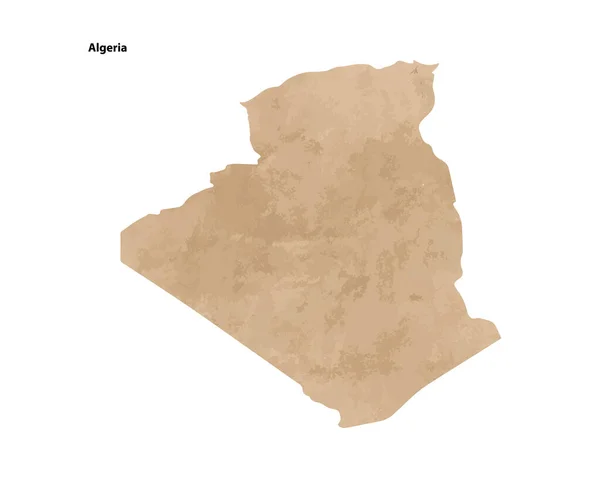 Old Vintage Paper Textured Map Algeria Country Vector Illustration — Vector de stock