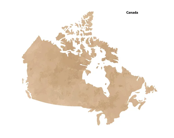 Papel Vintage Antigo Mapa Texturizado Canadá País Ilustração Vetorial — Vetor de Stock