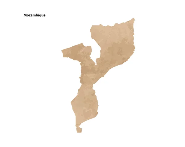 Старая Винтажная Бумага Текстурированная Карта Страны Мозамбика Векторная Иллюстрация — стоковый вектор