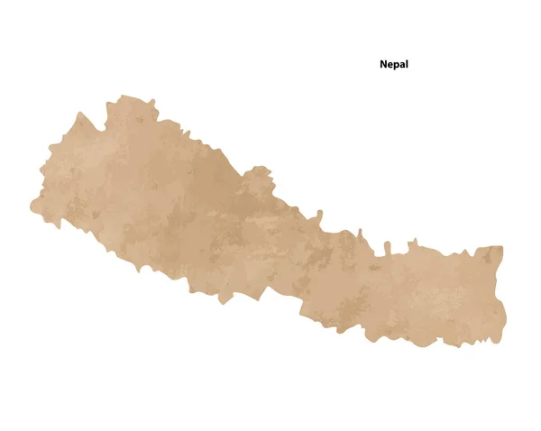 Old Vintage Paper Textured Map Nepal Country Vector Illustration — Vetor de Stock