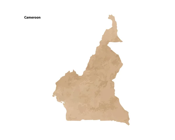 Old Vintage Paper Textured Map Cameroon Country Vector Illustration — ストックベクタ