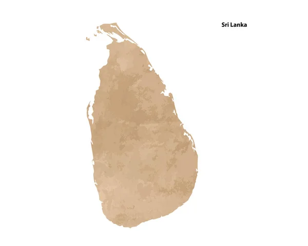 Old Vintage Paper Textured Map Sri Lanka Country Vector Illustration — Stockvector