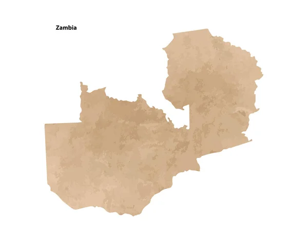 Old Vintage Paper Textured Map Zambia Country Vector Illustration — Wektor stockowy