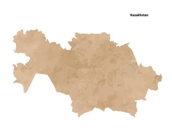 Old Vintage Paper Textured Map Kazakhstan Country Vector Illustration — Stockvektor