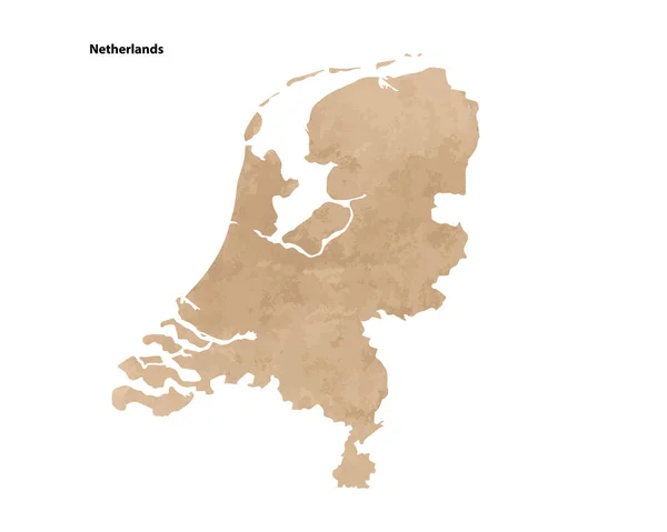Old Vintage Paper Textured Map Netherlands Country Vector Illustration — Vetor de Stock
