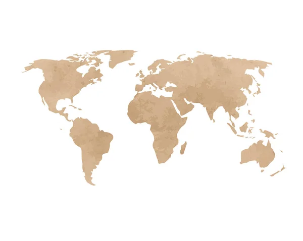 Old vintage paper textured chart of The World Map - Vector illustration