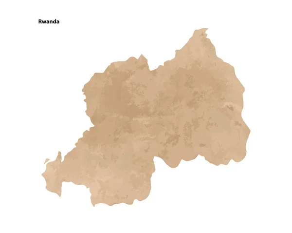 Old Vintage Paper Textured Map Rwanda Country Vector Illustration — 스톡 벡터