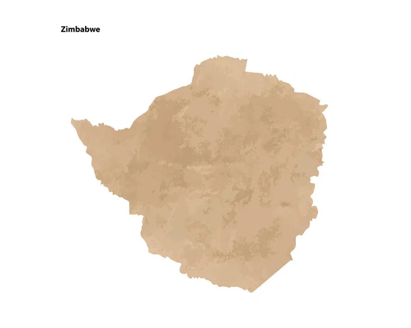 Old Vintage Paper Textured Map Zimbabwe Country Vector Illustration — ストックベクタ