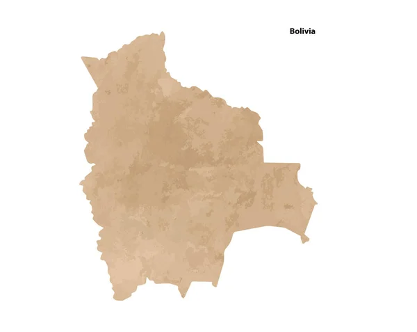 Old Vintage Paper Textured Map Bolivia Country Vector Illustration — Vetor de Stock