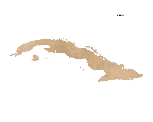 Old Vintage Paper Textured Map Cuba Country Vector Illustration — Stok Vektör