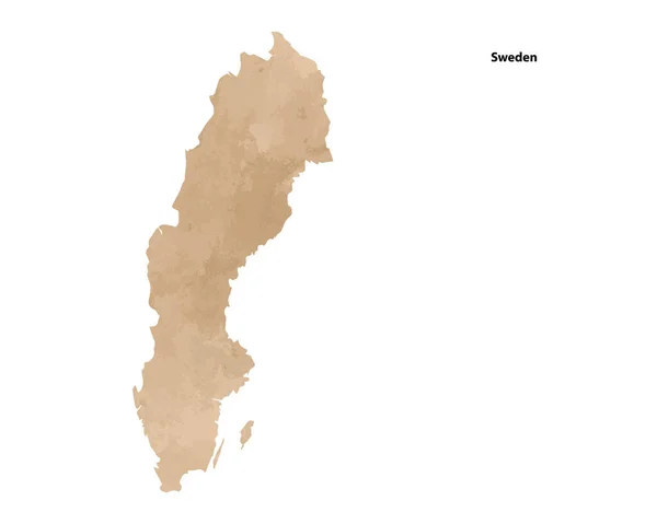 Старая Винтажная Бумага Текстурированная Карта Швеции Страна Векторная Иллюстрация — стоковый вектор