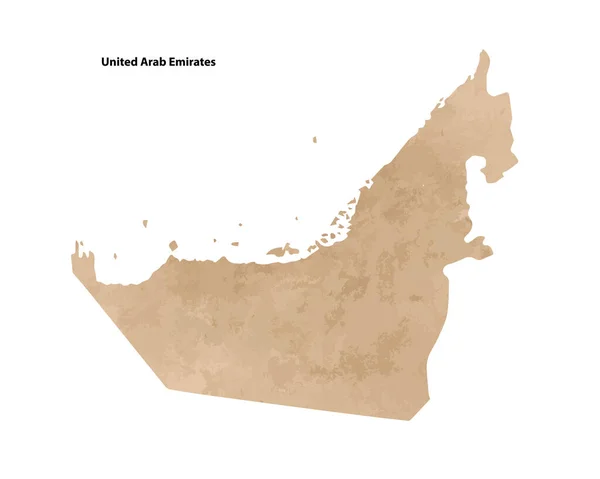 Old Vintage Paper Textured Map United Arab Emirates Country Vector — Wektor stockowy