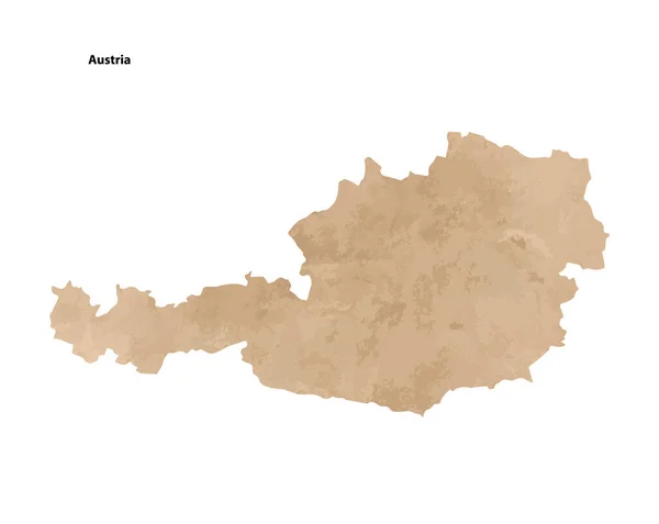 Stare Vintage Papier Teksturowana Mapa Austria Kraj Wektor Ilustracji — Wektor stockowy