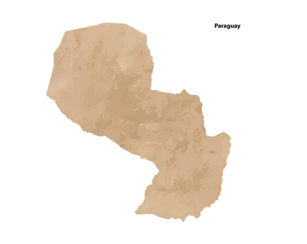 Old Vintage Paper Textured Map Paraguay Country Vector Illustration — Vector de stock
