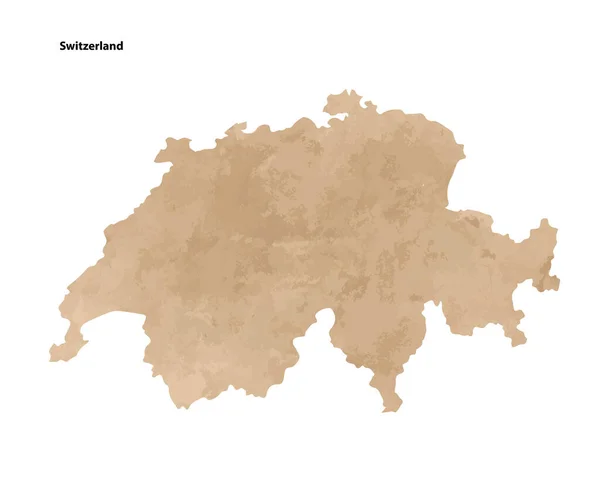 Old Vintage Paper Textured Map Switzerland Country Vector Illustration — Stockvektor